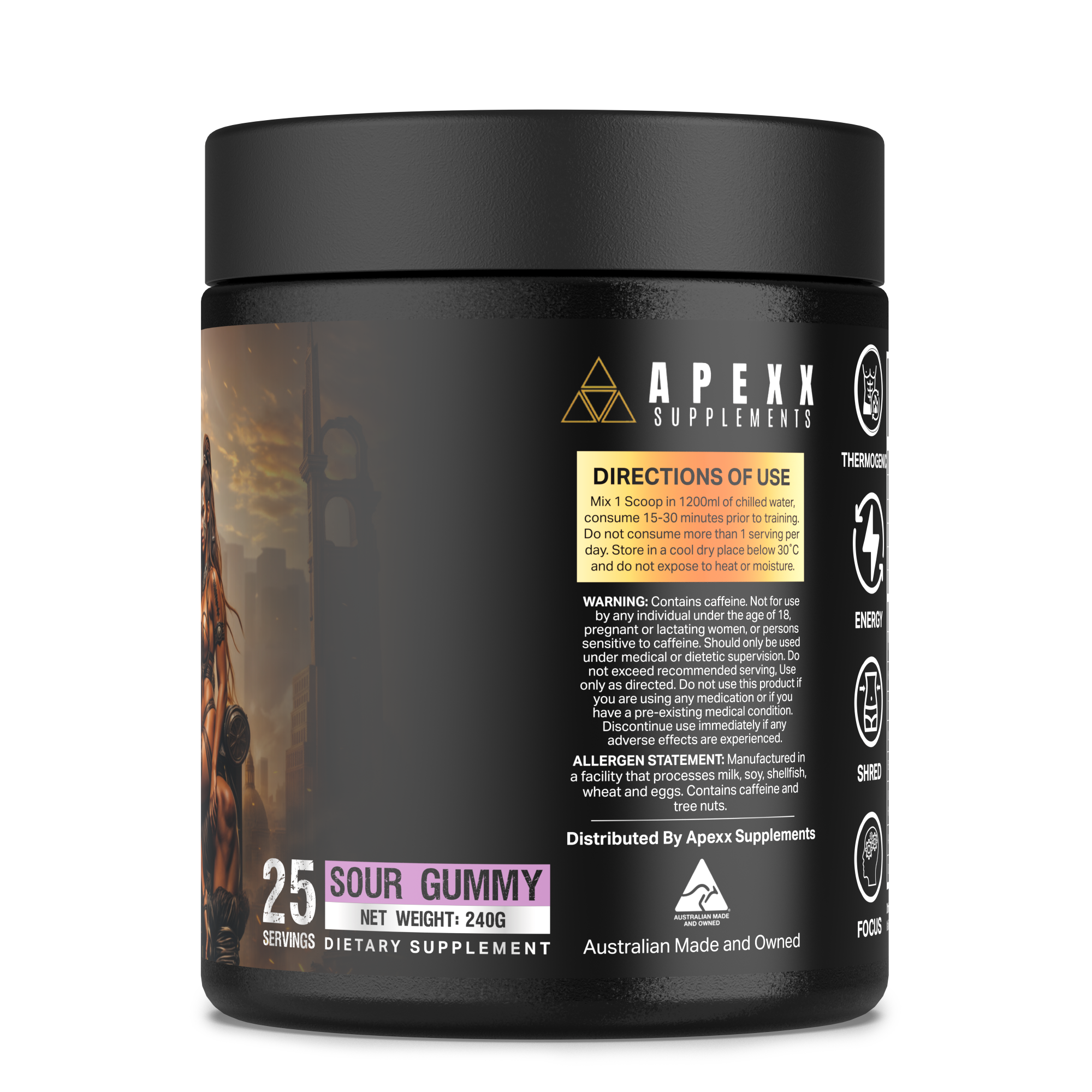 APEXX Warrior Thermogenic - Sour Gummy Flavour