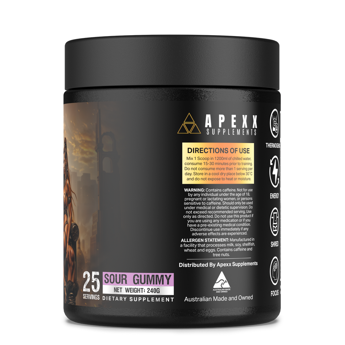 APEXX Warrior Thermogenic - Sour Gummy Flavour