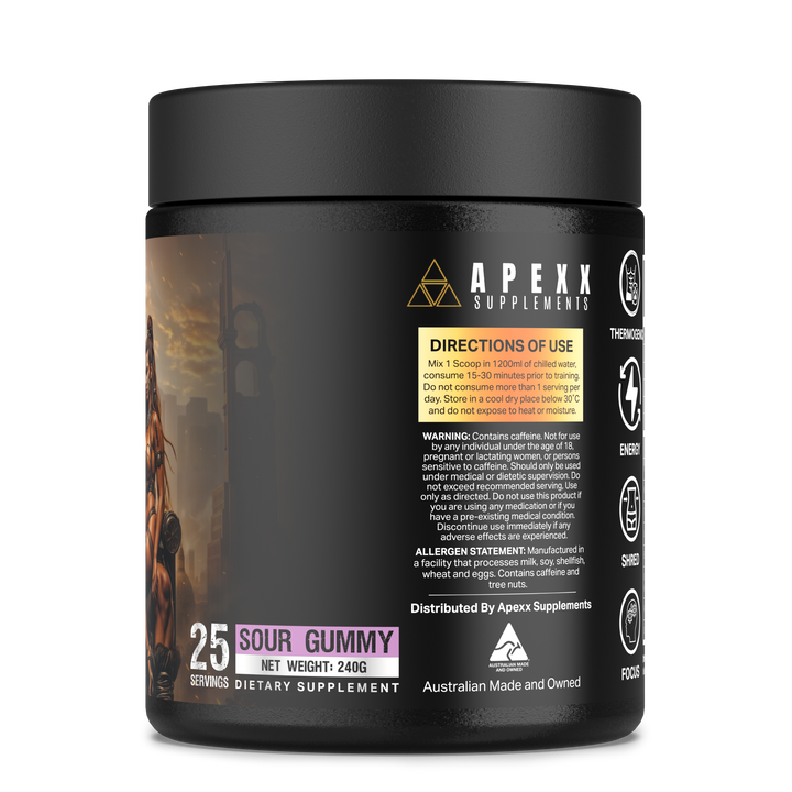 APEXX Warrior Thermogenic - Sour Gummy Flavour