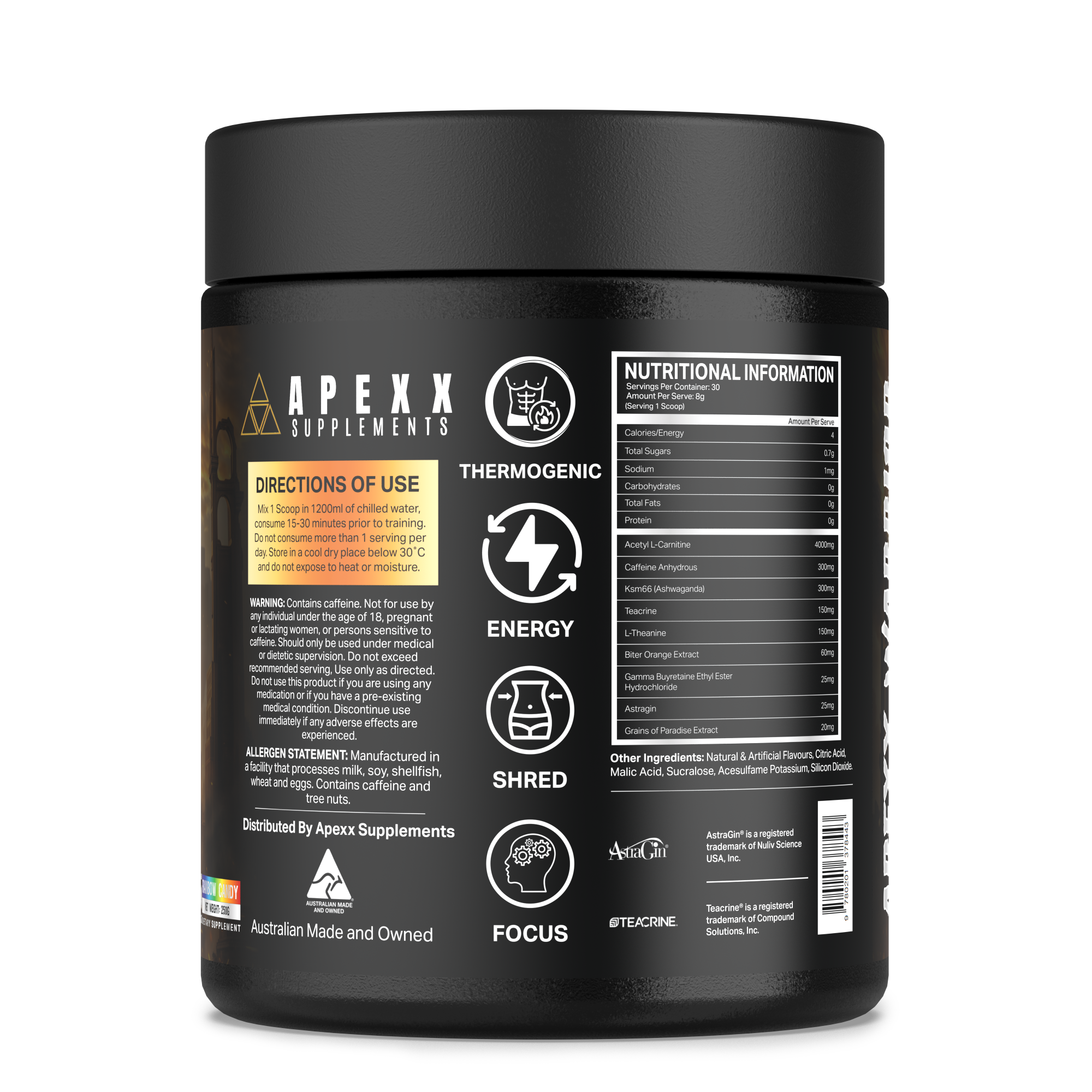 APEXX Warrior Thermogenic-Rainbow Candy Flavour