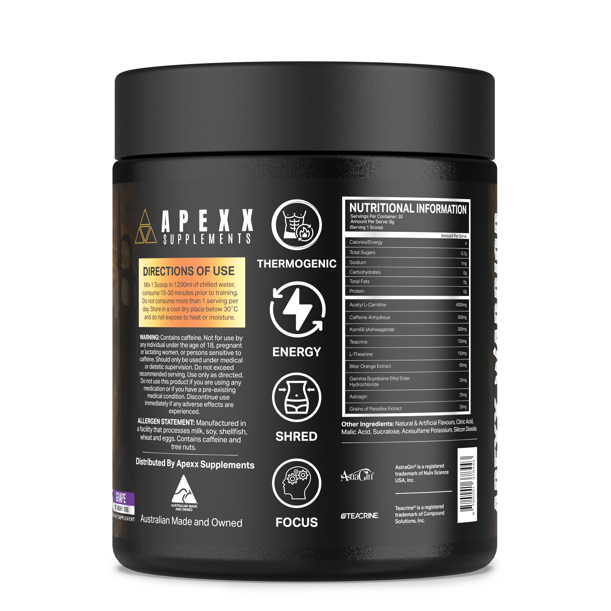 APEXX Warrior Thermogenic - Grape Flavour