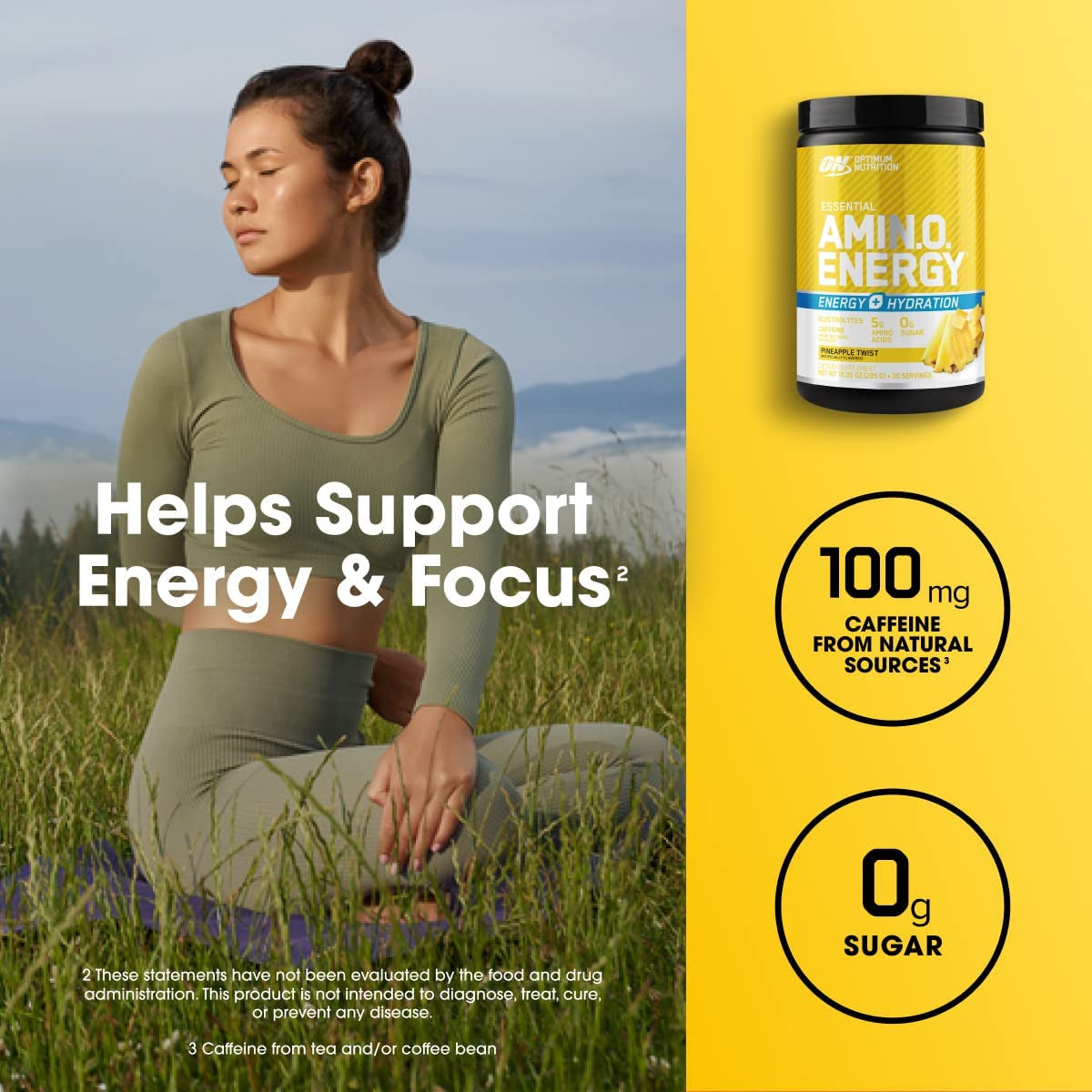 Amino Energy + Electrolytes Powder, Pineapple Twist, 285G, 30 Servings