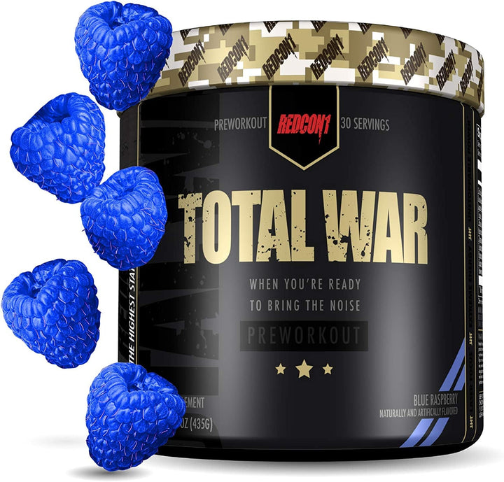 Total War Blue Raspberry Flavour Pre-Workout Dietary Supplement Powder 30 Servings