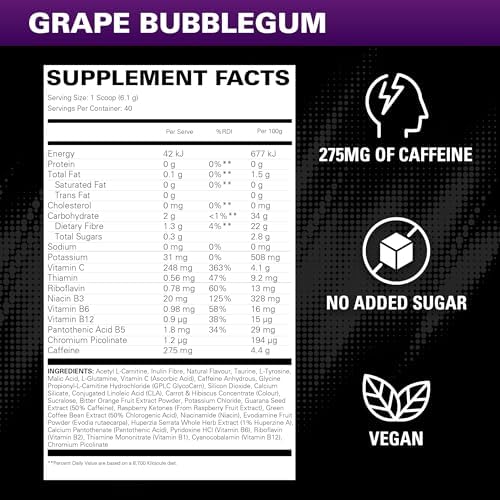 EHP Labs OxyShred Hardcore Thermogenic Pre Workout Shredding Supplement - Grape Bubblegum, 40 Servings