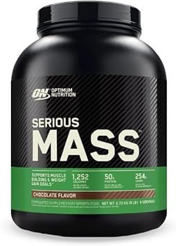 OPTIMUM NUTRITION Serious Mass Protein Powder Gainer, Chocolate, 2.72kg - [packaging may vary]