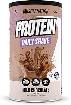 Muscle Nation Milk Chocolate Daily Shake - Protein Powder for Daily Intake, Smooth Milkshake Texture, Gluten Free, Vegetarian Friendly Supplement – 300g (10 Serves)