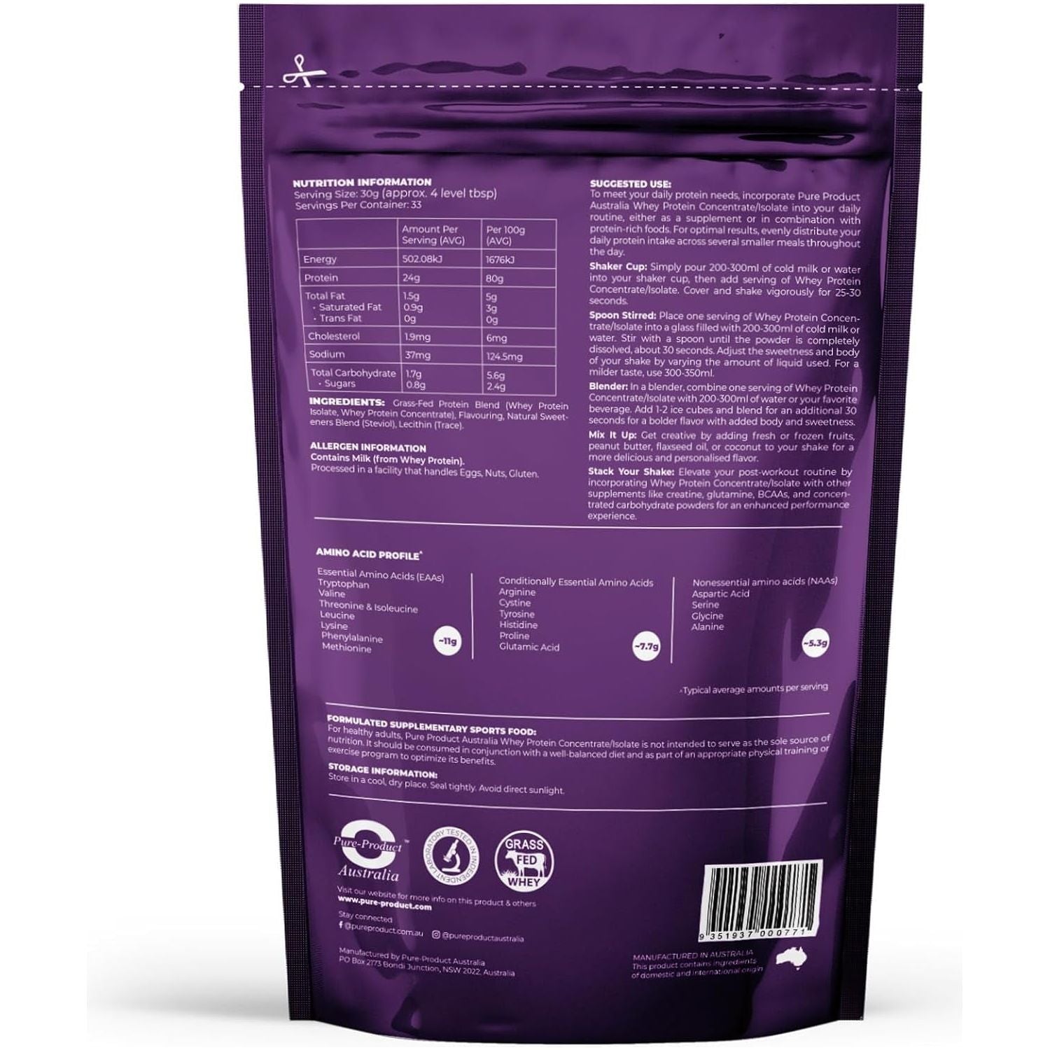 100% Whey Protein Isolate & Concentrate VANILLA 1Kg