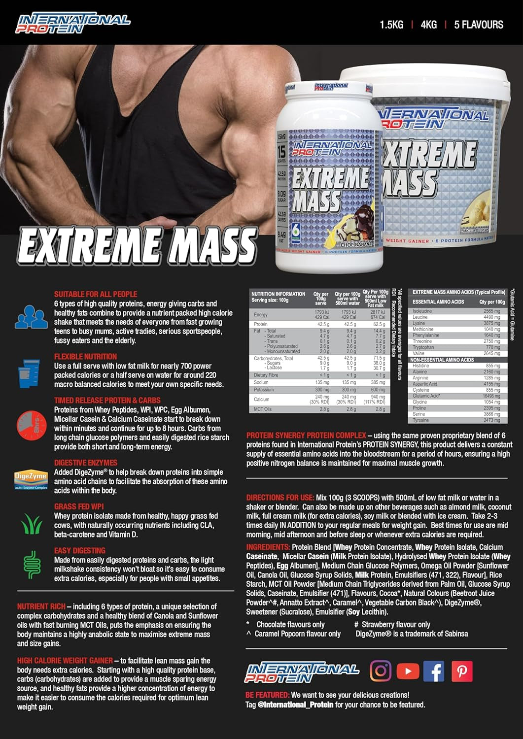 Extreme Mass Chocolate Truffle Flavour Weight Gainer Protein Powder 4 Kg