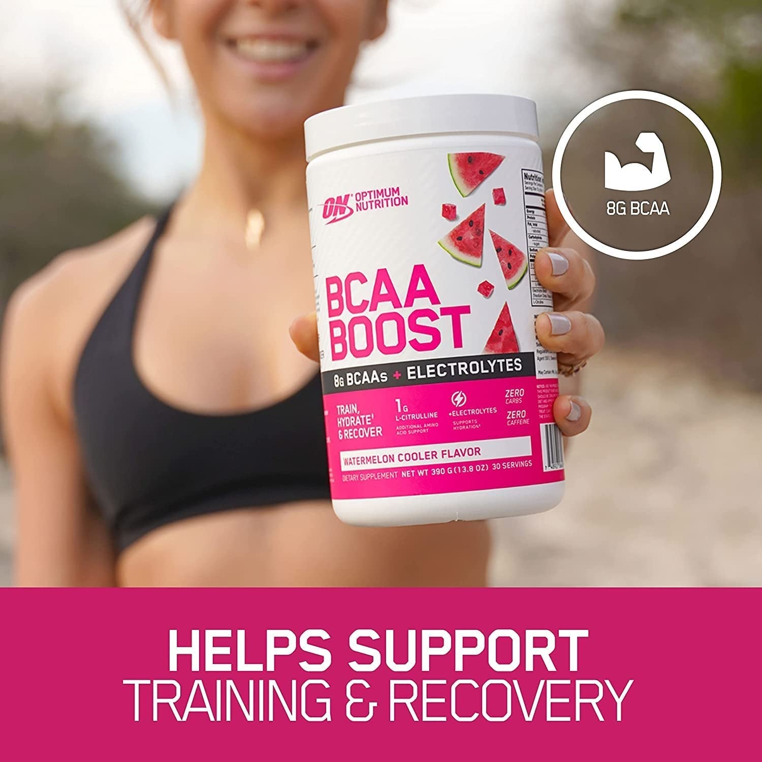 BCAA BOOST 8G BCAA + Electrolytes Powder, Mango Peach Flavor, 390G, 30 Servings