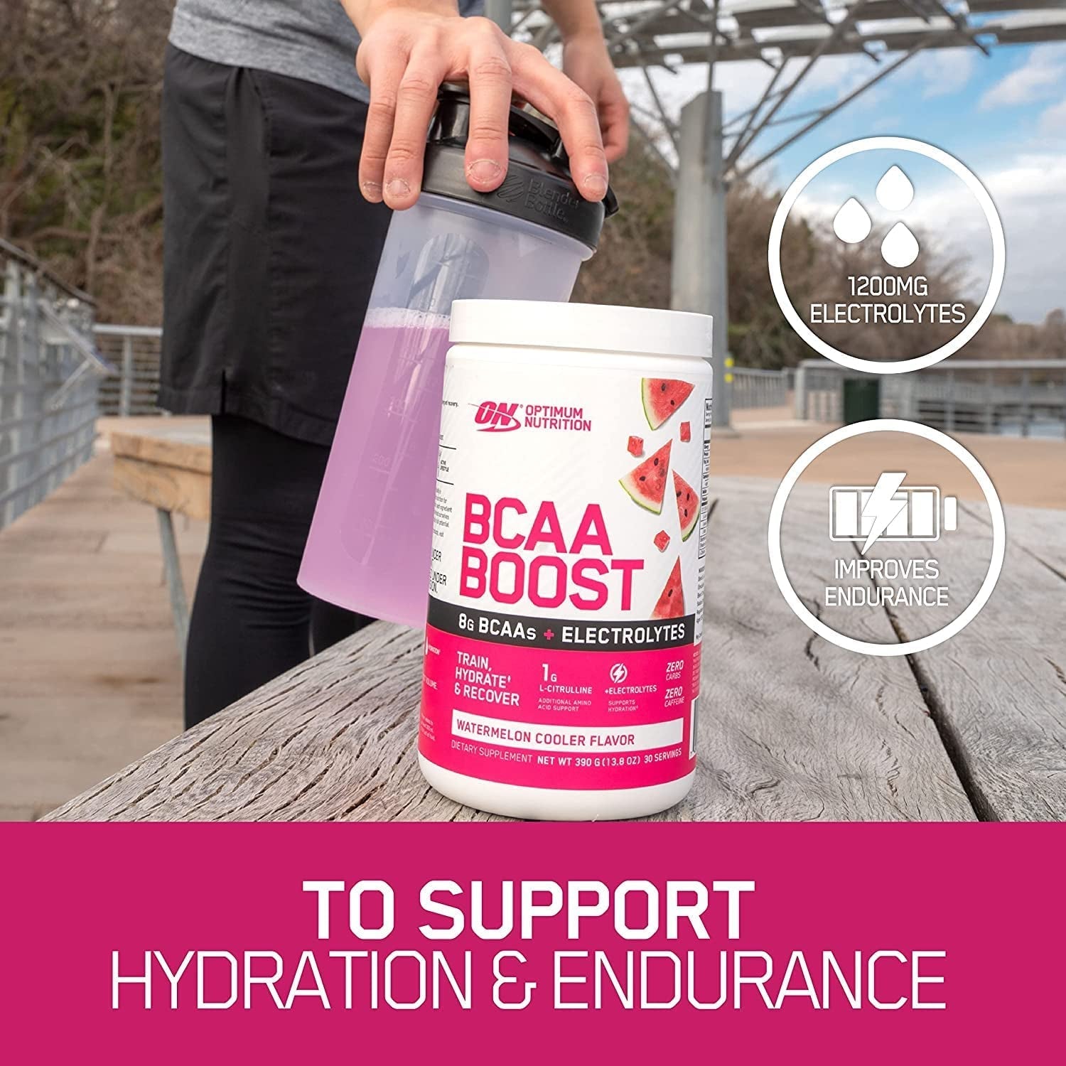 BCAA BOOST 8G BCAA + Electrolytes Powder, Mango Peach Flavor, 390G, 30 Servings